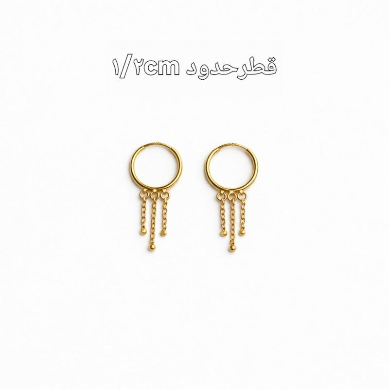 گوشواره زنانه طلا ۱۸ عیار گوشواره حلقه ای آویزدار کارتیه گالری زربام