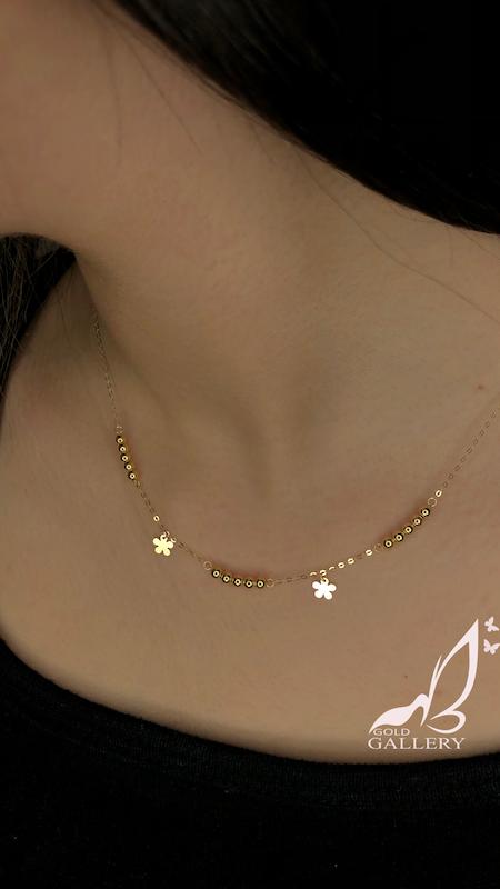 گردنبند زنانه طلا ۱۸ عیار گردنبند وارداتی زیبا ترکیبی از بالچین و گل 😍 گالری الهه گلد