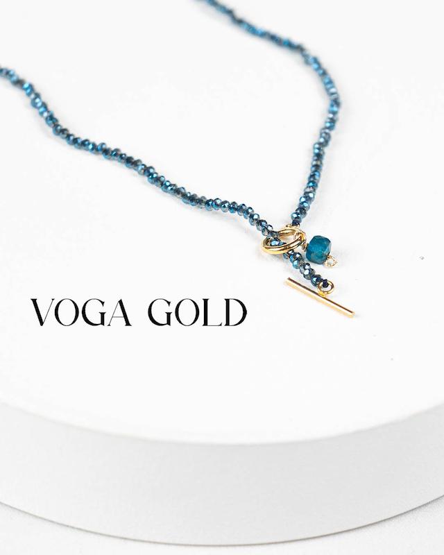 گردنبند زنانه طلا ۱۸ عیار مهره آبی VoGa GOLD