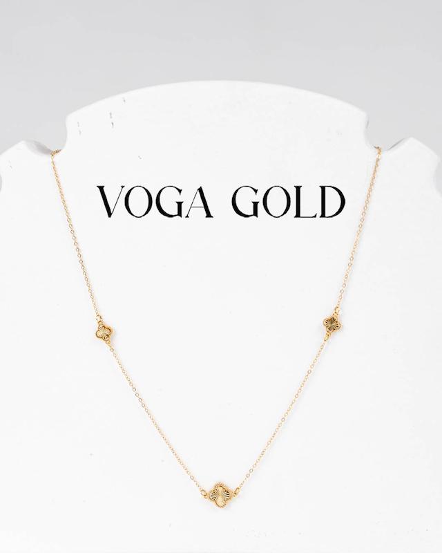 گردنبند زنانه طلا ۱۸ عیار ونکلیف تراش دار سه گل VoGa GOLD