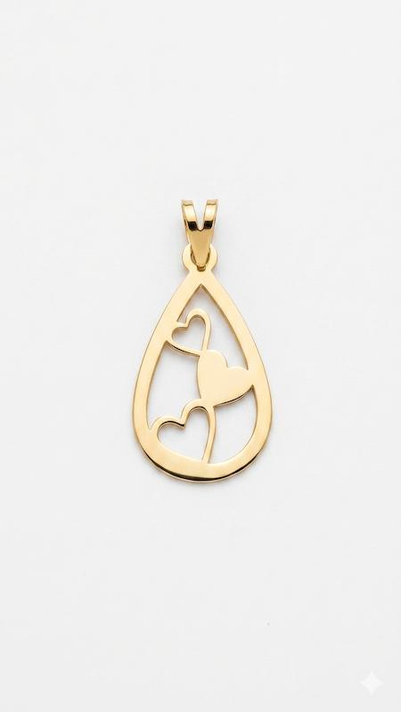 آویز زنانه طلا ۱۸ عیار سه قلب گالری طلای اصیلا