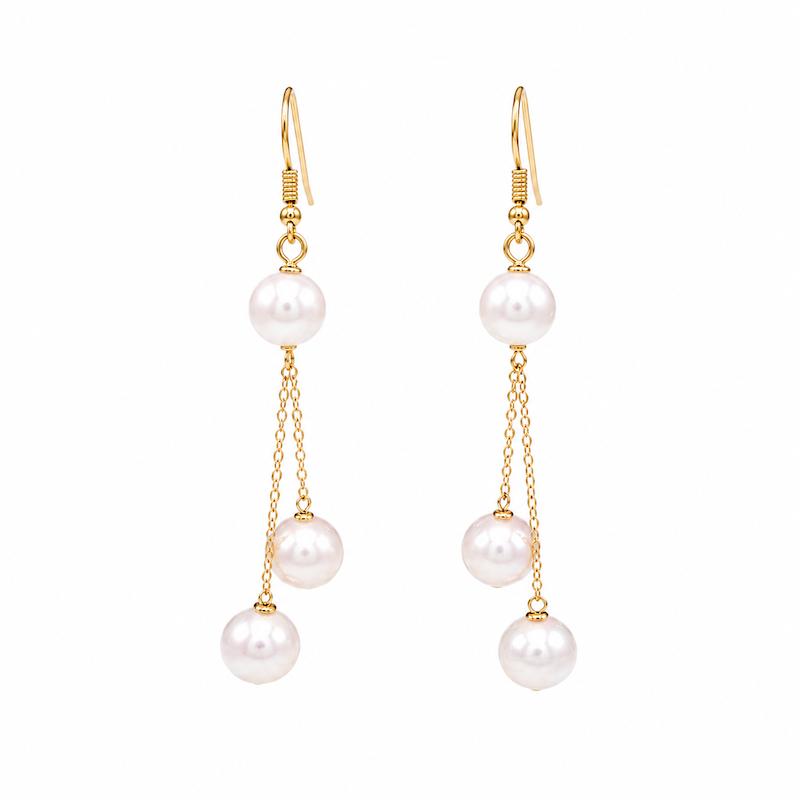 گوشواره زنانه طلا ۱۸ عیار مروارید 5174 گالری طلای شفیع