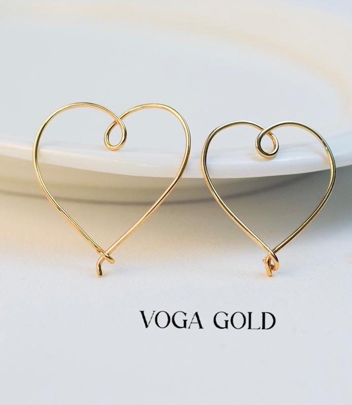 گوشواره زنانه طلا ۱۸ عیار قلب مفتولی نامتقارن VoGa GOLD