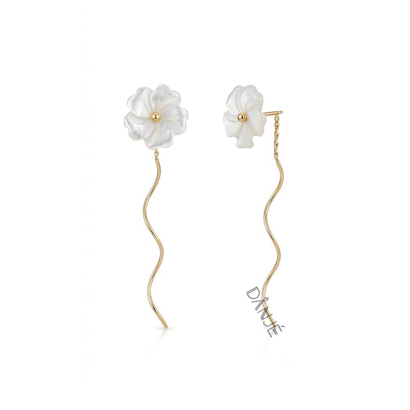 گوشواره زنانه طلا ۱۸ عیار گوشواره کرلی بنفشه گالری طلای دانژه