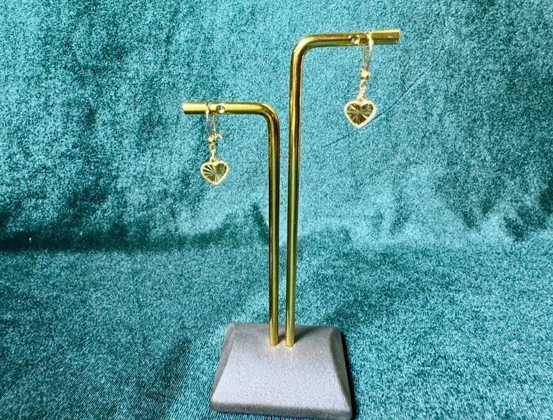 گوشواره زنانه طلا ۱۸ عیار گوشواره آویز ونکلیف طرح قلب گالری طلای آنوشا