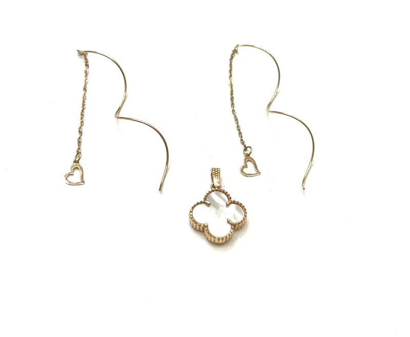 گوشواره زنانه طلا ۱۸ عیار E81 p89 گوشواره قلب کرلی پلاک ونکلیف آهوریس