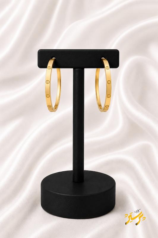 گوشواره زنانه طلا ۱۸ عیار لاو کارتیه گالری طلای پرستیژ