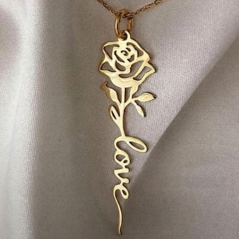 آویز زنانه طلا ۱۸ عیار گل عشق love گالری شمش طلا