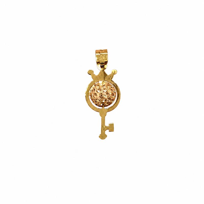آویز زنانه طلا ۱۸ عیار کلید نگین گرد کسر دلوین