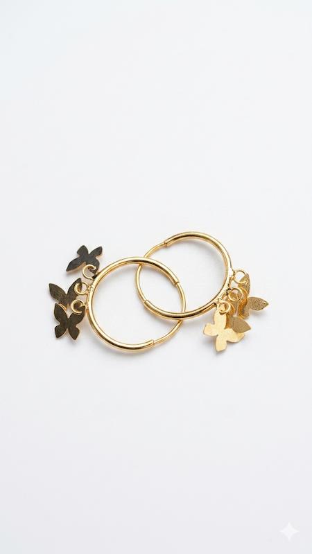 گوشواره زنانه طلا ۱۸ عیار گوشواره چند پروانه گالری طلای اصیلا