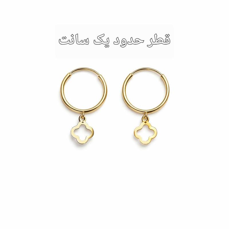 گوشواره زنانه طلا ۱۸ عیار گوشواره حلقه ای آویزدار ونکلیف گالری زربام