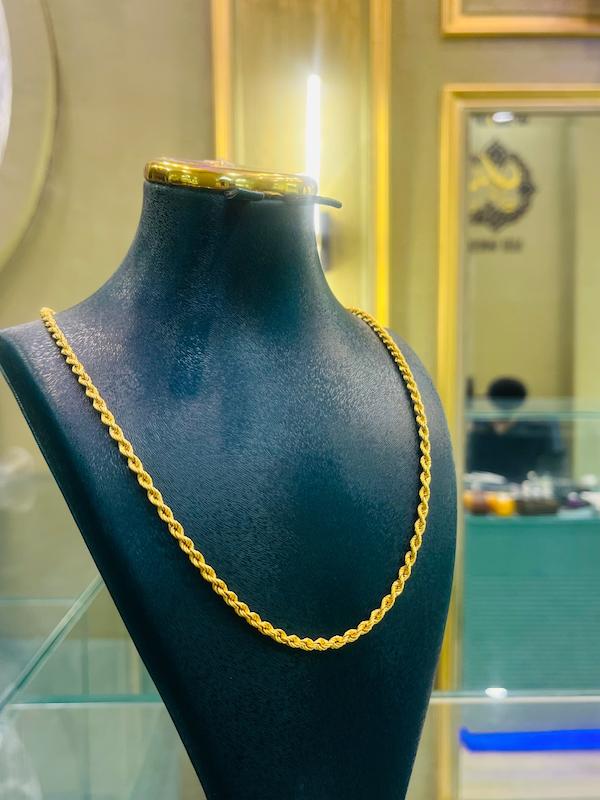 گردنبند زنانه طلا ۱۸ عیار گردنبند طنابی گالری طلای عزیز