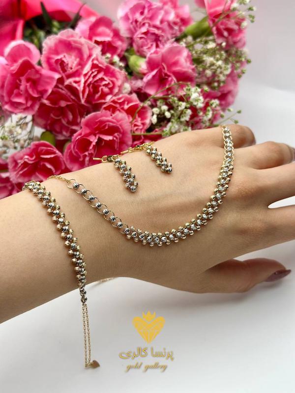 سرویس زنانه طلا ۱۸ عیار البرنادو سه رنگ پرنسا گالری