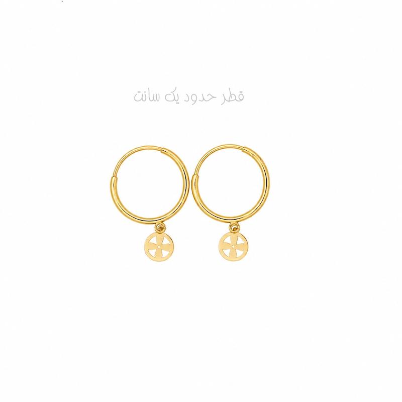 گوشواره زنانه طلا ۱۸ عیار گوشواره حلقه ای آویزدار طرح اسلیمی1 گالری زربام