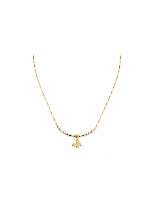 گردنبند زنانه طلا ۱۸ عیار طرح گوی و پروانه گالری طلای شریف