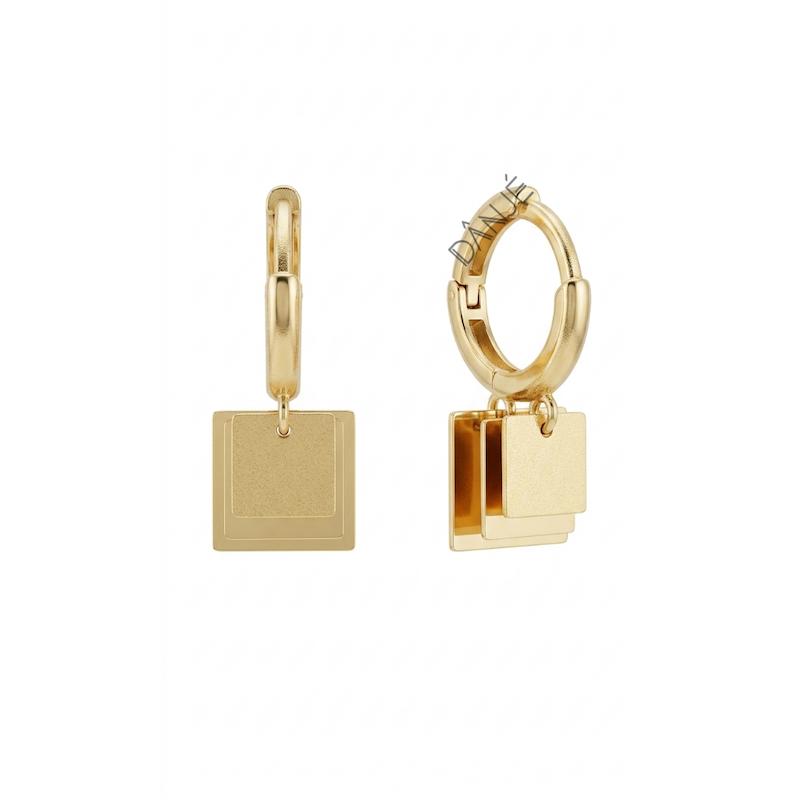 گوشواره زنانه طلا ۱۸ عیار گوشواره روکوی مربع گالری طلای دانژه