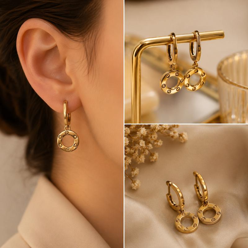 گوشواره زنانه طلا ۱۸ عیار گوشواره لاو طلای شیک