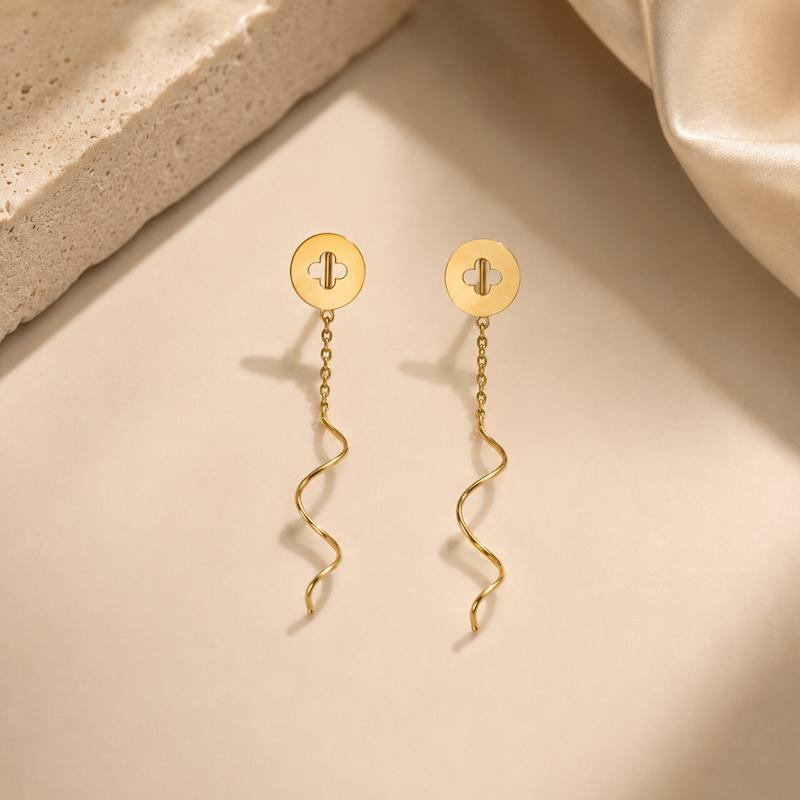 گوشواره زنانه طلا ۱۸ عیار گوشواره گرلی طلای شیک