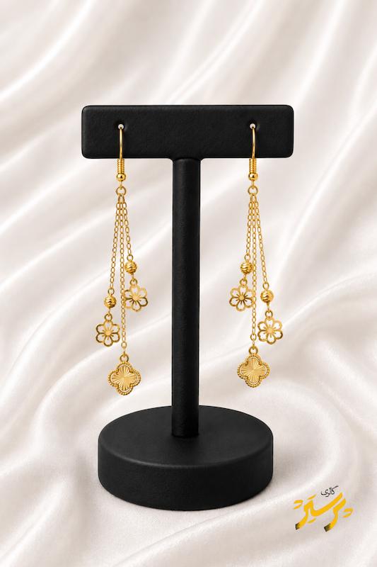 گوشواره زنانه طلا ۱۸ عیار ونکلیف گالری طلای پرستیژ