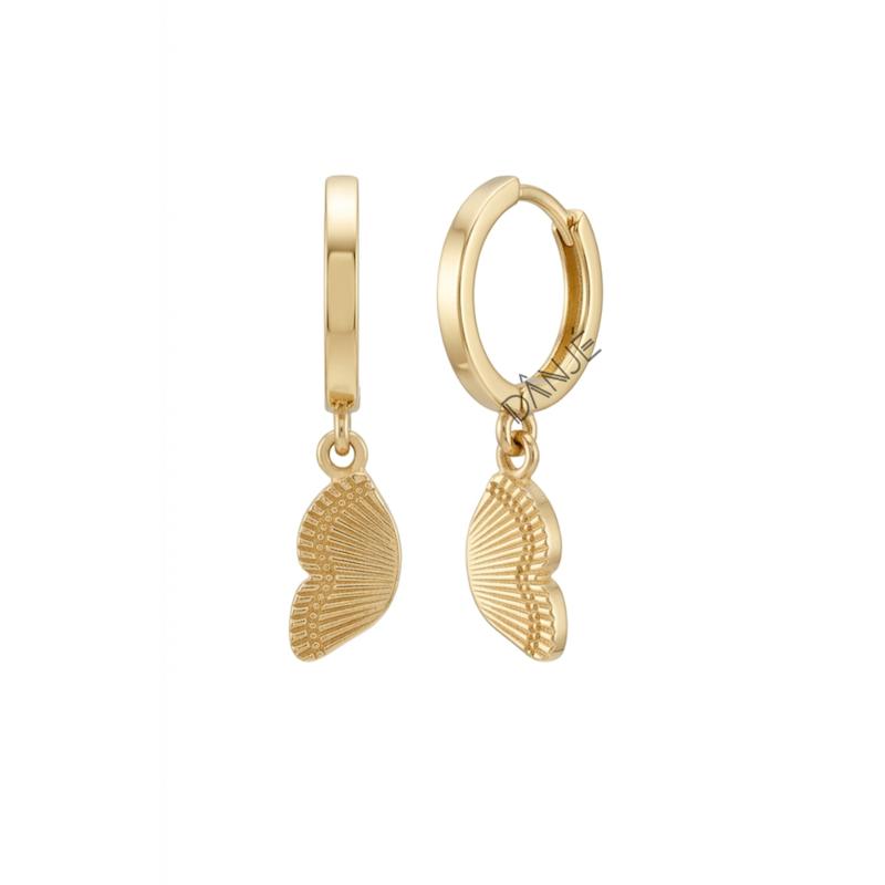 گوشواره زنانه طلا ۱۸ عیار گوشواره روکوی پروانه گالری طلای دانژه
