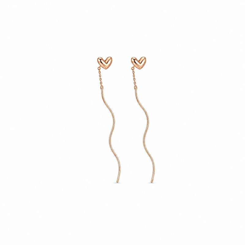 گوشواره زنانه طلا ۱۸ عیار گشواره پیچک قلب گالری طلای شریف