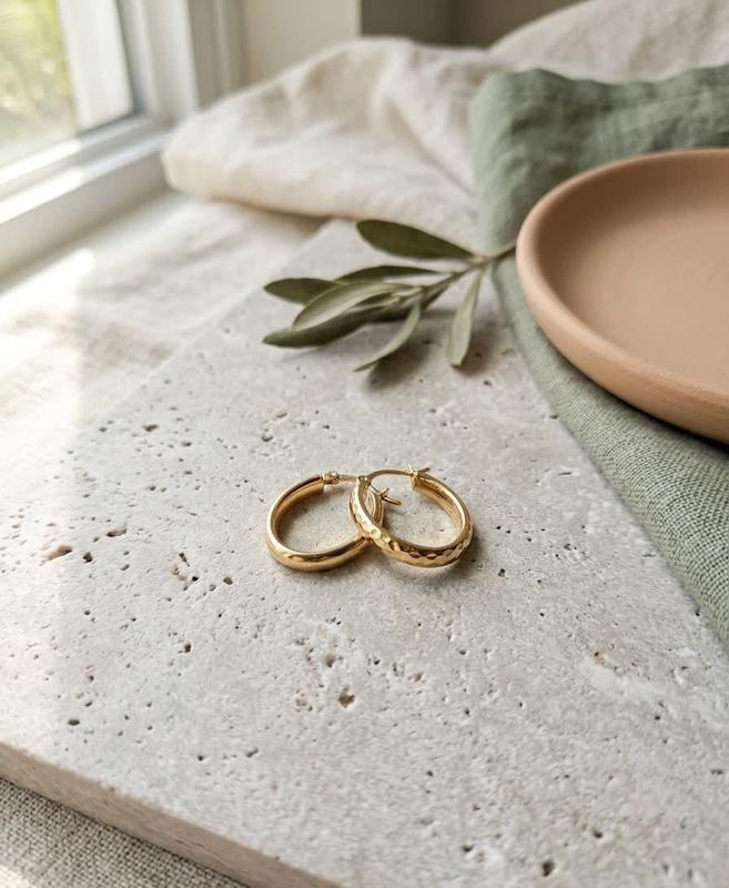 گوشواره زنانه طلا ۱۸ عیار گوشواره بیضی y687 گالری انارکی