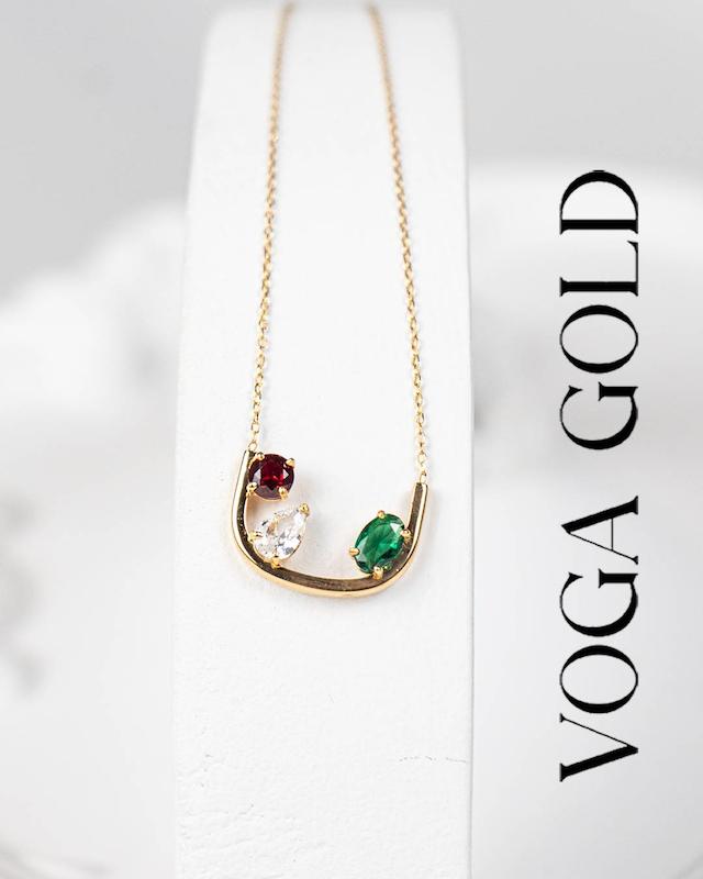 گردنبند زنانه طلا ۱۸ عیار ایران (مولتی کالر) VoGa GOLD