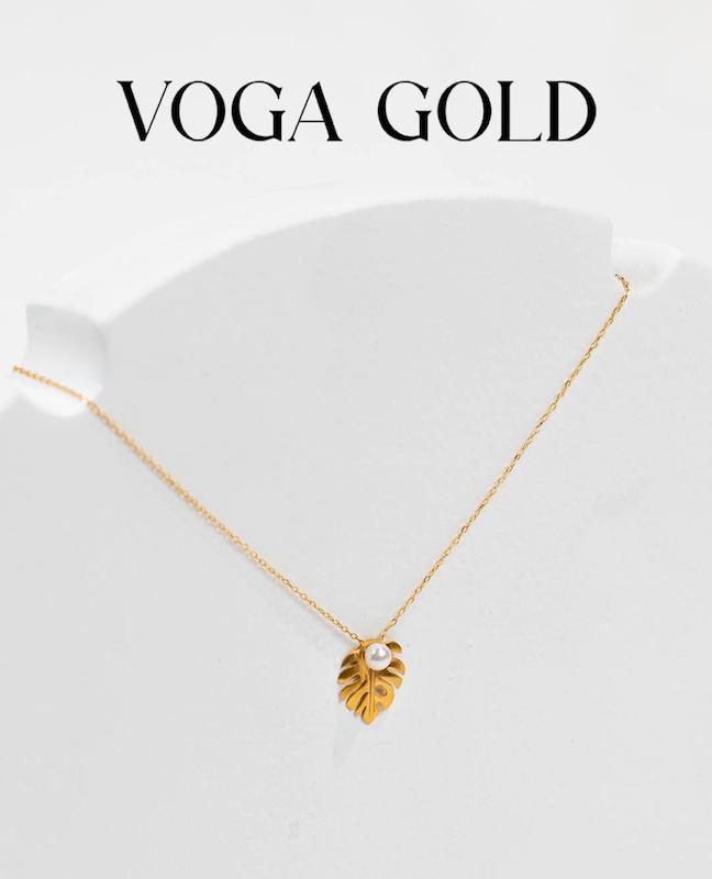 گردنبند زنانه طلا ۱۸ عیار برگ انجیری (وزن مروارید کسر شده است) VoGa GOLD