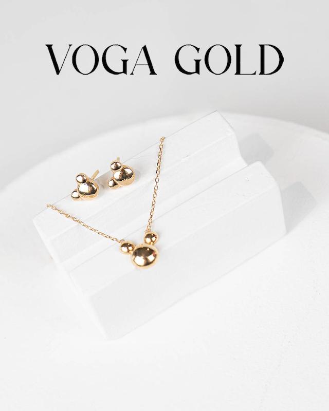 زنانه نیم ست طلا ۱۸ عیار گردنبند و گوشواره میخی میکی موس VoGa GOLD