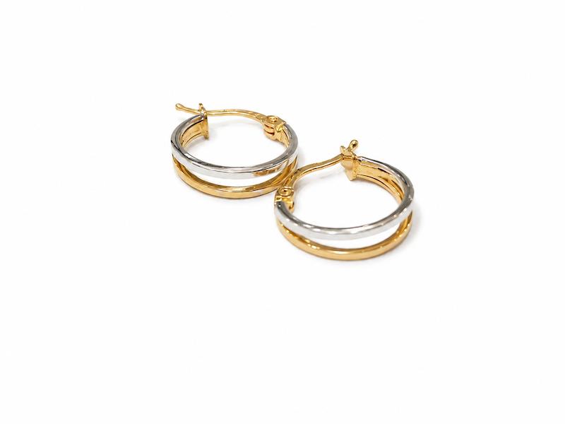 گوشواره زنانه طلا ۱۸ عیار دورنگ گالری نقشار