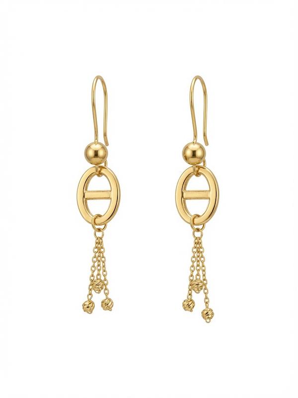 گوشواره طلا ۱۸ عیار آویزی با گوی گالری نوما