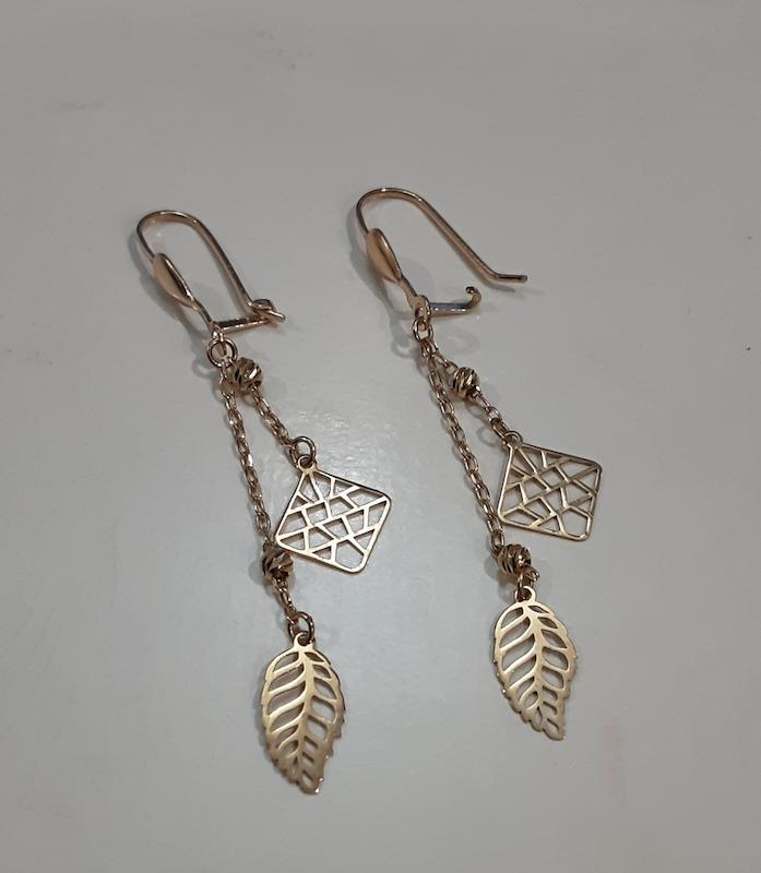 گوشواره زنانه طلا ۱۸ عیار مدل برگ دلفین گلد گالری