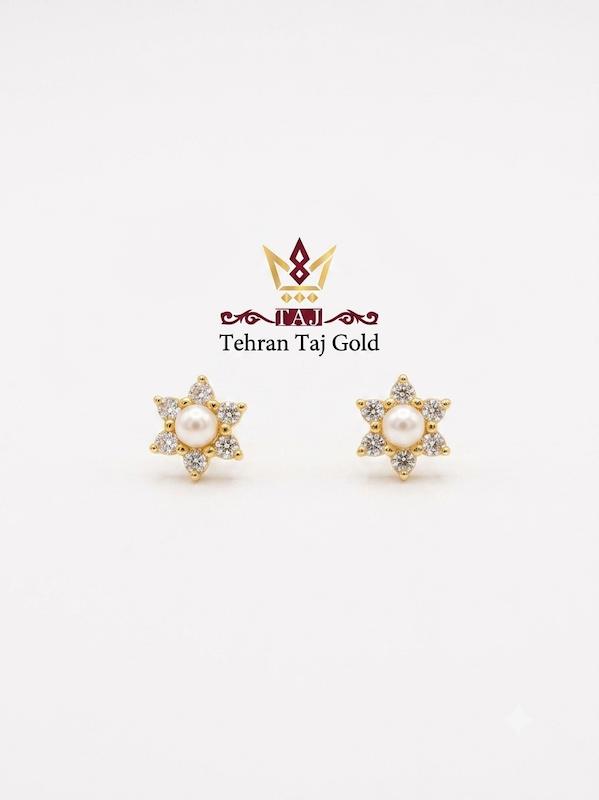 گوشواره زنانه طلا ۱۸ عیار مروارید‌ تابان گالری نوما