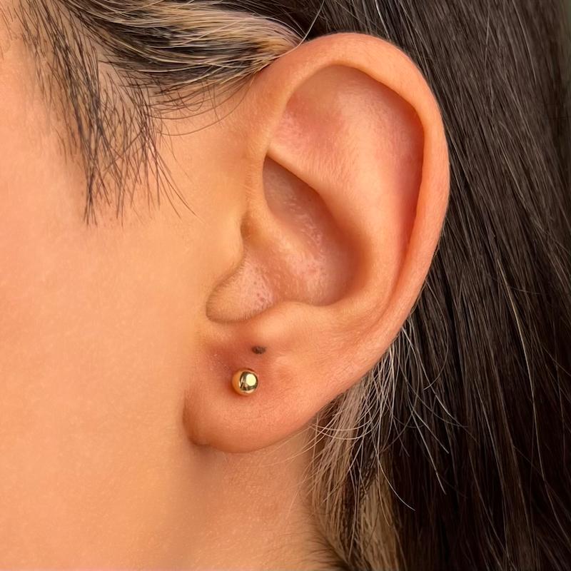 گوشواره زنانه طلا ۱۸ عیار گوی آینه ای سانل گلد
