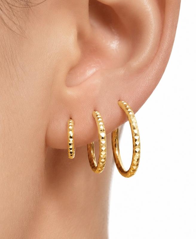 گوشواره زنانه طلا ۱۸ عیار حلقه ای تراش گالری گلوریا گلد