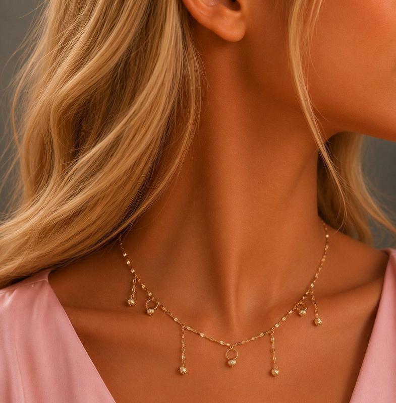 گردنبند زنانه طلا ۱۸ عیار گردنی شرابه ای طلای کالین