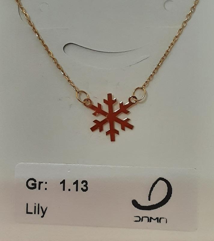 گردنبند زنانه طلا ۱۸ عیار مدل دانه برف دلفین گلد گالری