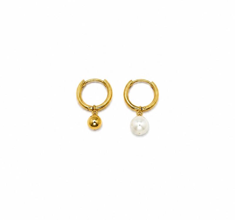 گوشواره زنانه طلا ۱۸ عیار E151 گوشواره تک مروارید تک گوی آهوریس