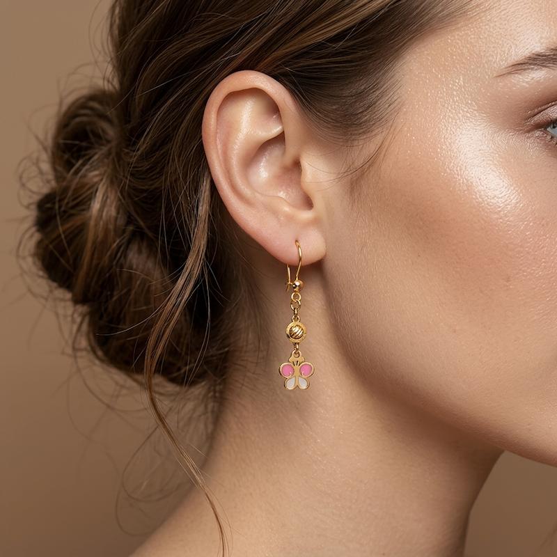 گوشواره زنانه طلا ۱۸ عیار گوشواره آویز بدون اجرت گالری طلای رز