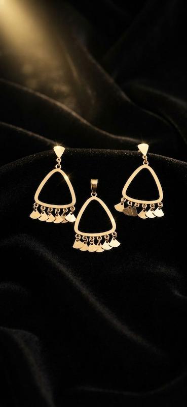 زنانه نیم ست طلا ۱۸ عیار نیم ست شراره دار مثلث نفیسه رنجبرکی