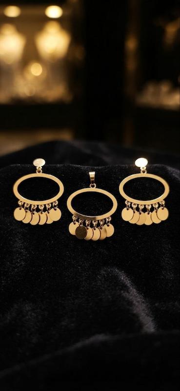 زنانه نیم ست طلا ۱۸ عیار نیم ست شراره دار بیضی نفیسه رنجبرکی