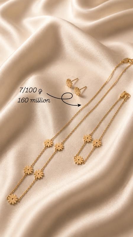 زنانه ست طلا ۱۸ عیار نیم ست زیبا و ظریف گالری طیب