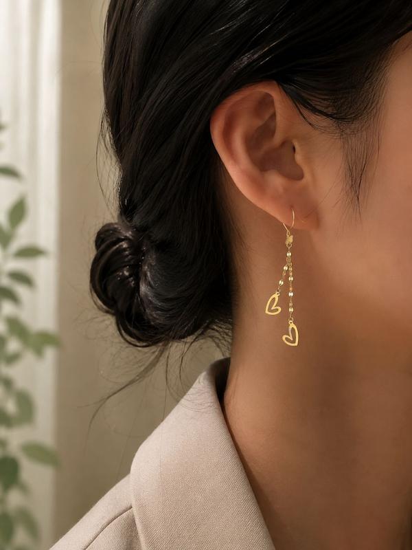 گوشواره زنانه طلا ۱۸ عیار گشواره آویز قلب طلای کالین