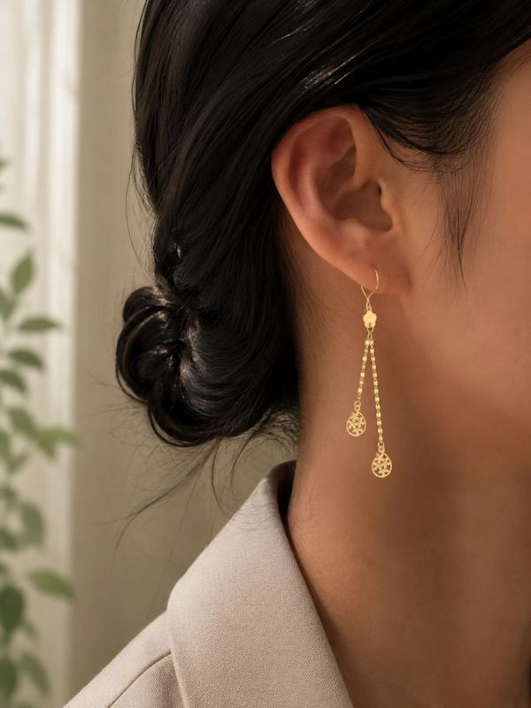 گوشواره زنانه طلا ۱۸ عیار گشواره آویز گل طلای کالین