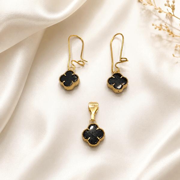 زنانه نیم ست طلا ۱۸ عیار نیم ست طلا طرح ونکلیف مشکی گالری طلای روژمان