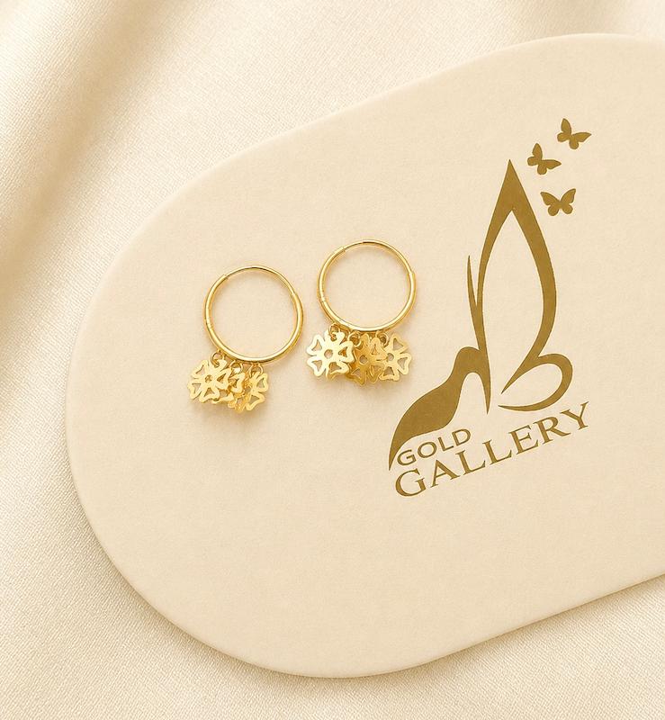 گوشواره زنانه طلا ۱۸ عیار گوشواره حلقه ای پولکی گل گالری الهه گلد