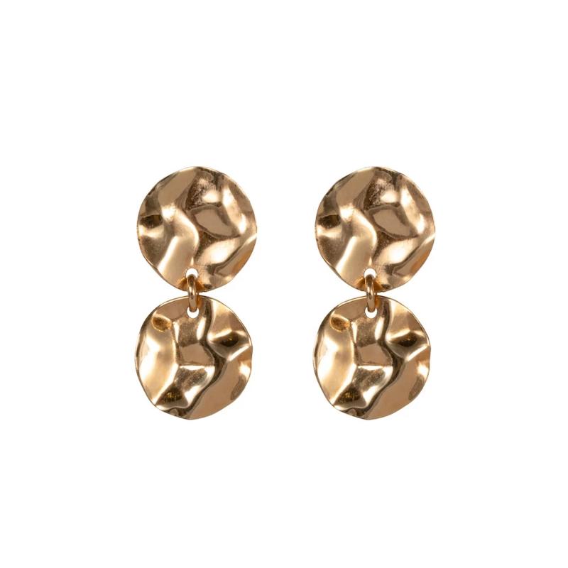 گوشواره زنانه طلا ۱۸ عیار گوشواره حلقه‌ای طرح دفرمه مدرن گالری طلای یمنا