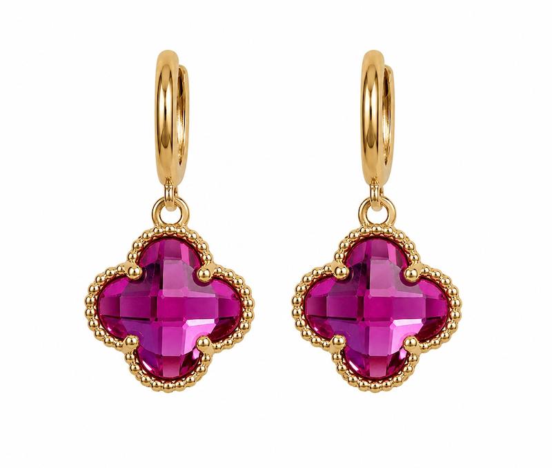 گوشواره زنانه طلا ۱۸ عیار ونکلیف سرخابی دارا گالری