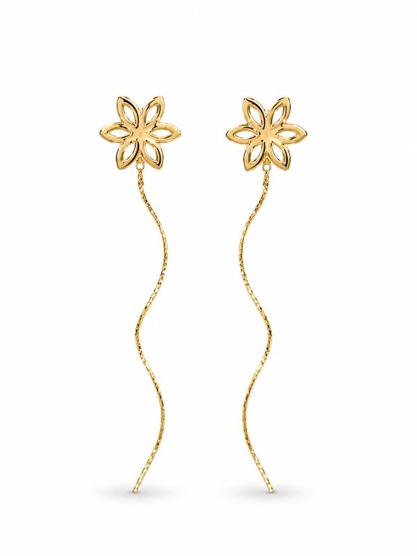 گوشواره زنانه طلا ۱۸ عیار گوشواره گل کرلی گالری طلای کایا
