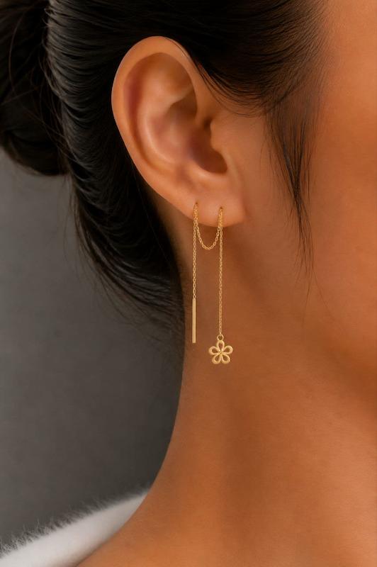 گوشواره زنانه طلا ۱۸ عیار گوشواره گل طلای کالین